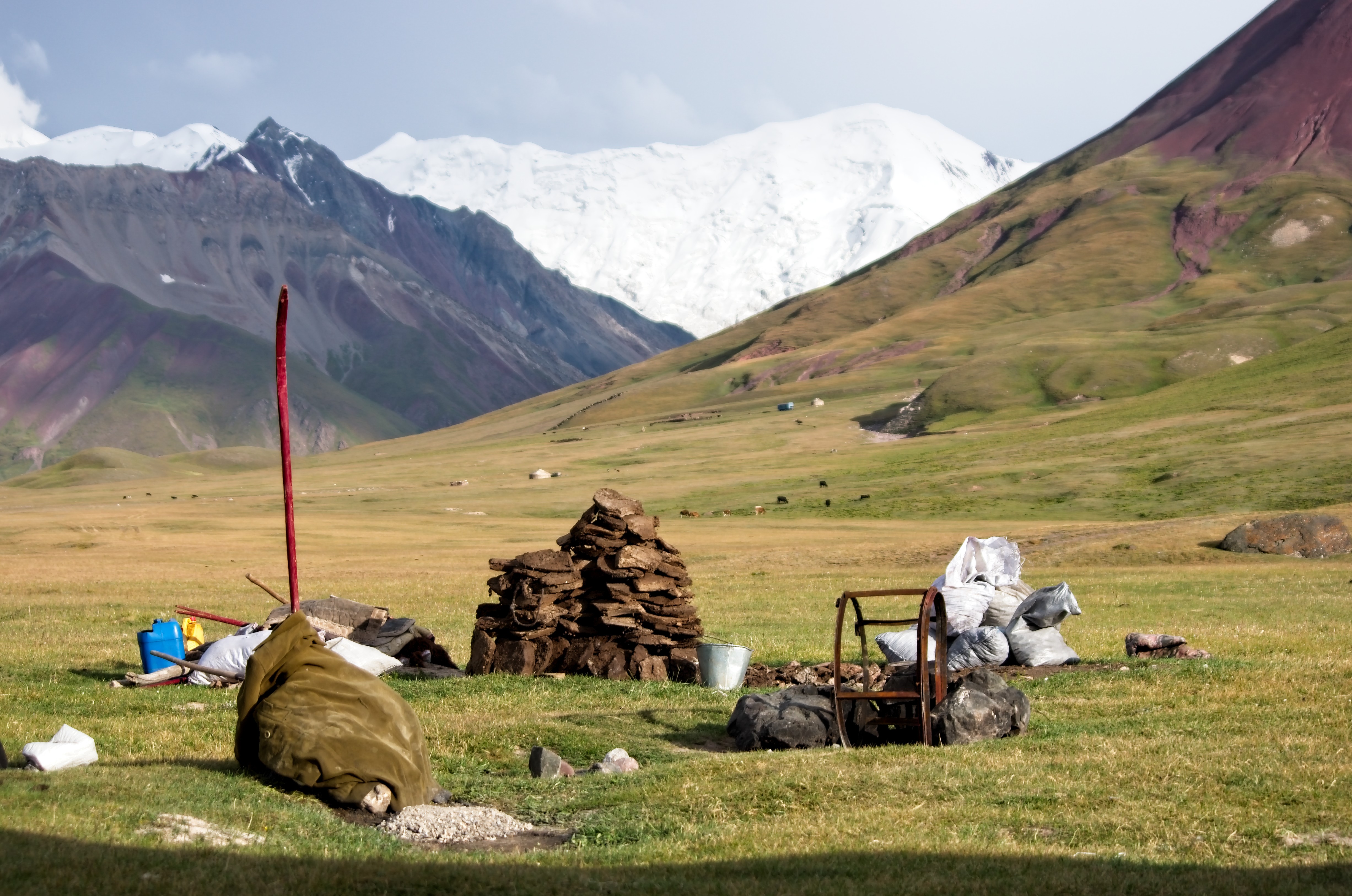 slag heap and summer pasture near Sary Moghul, 2012