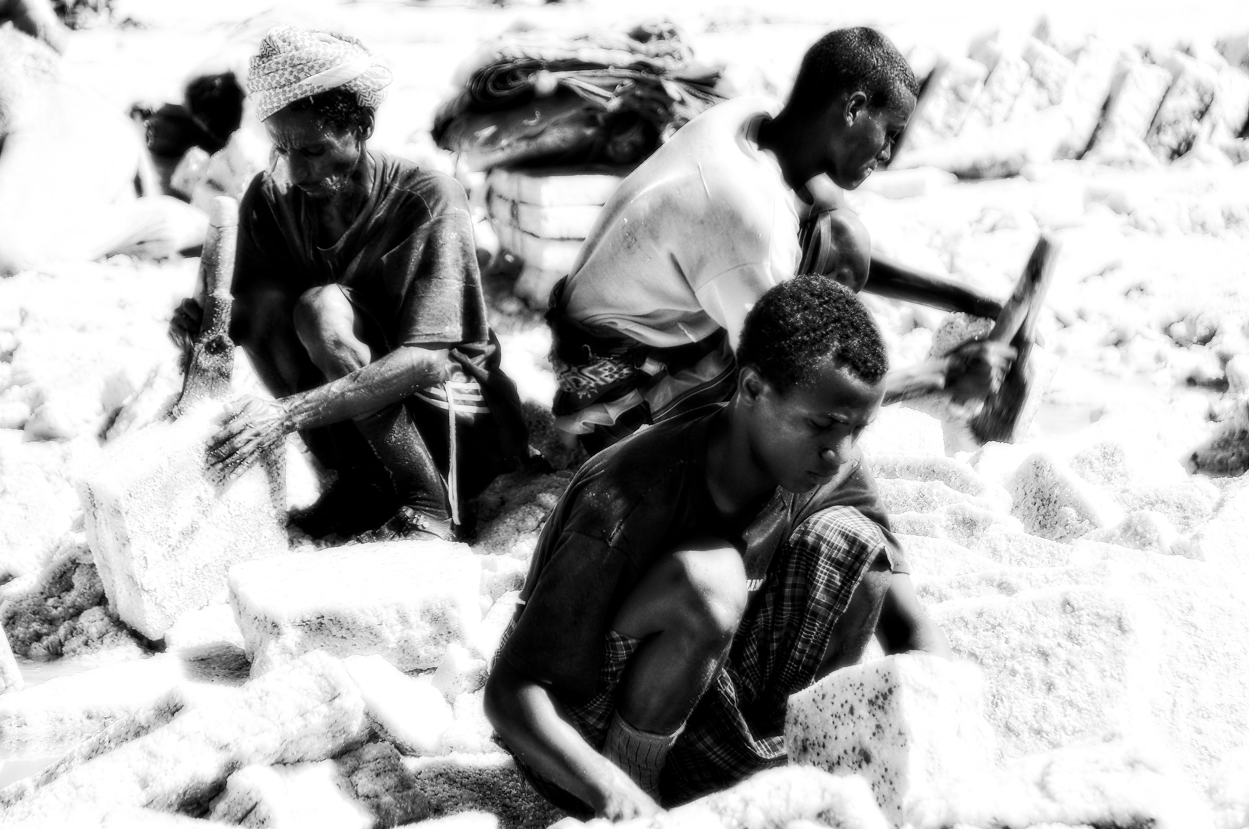 salt winning at the lake Karum (Assale) in the Danakil depression (-123m msl)